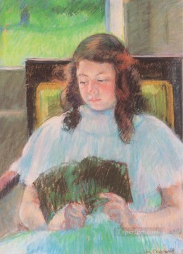  leyendo Pintura - Niña leyendo madres hijos Mary Cassatt